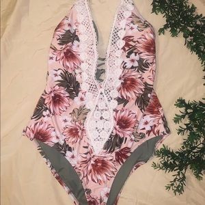 floral halter one piece